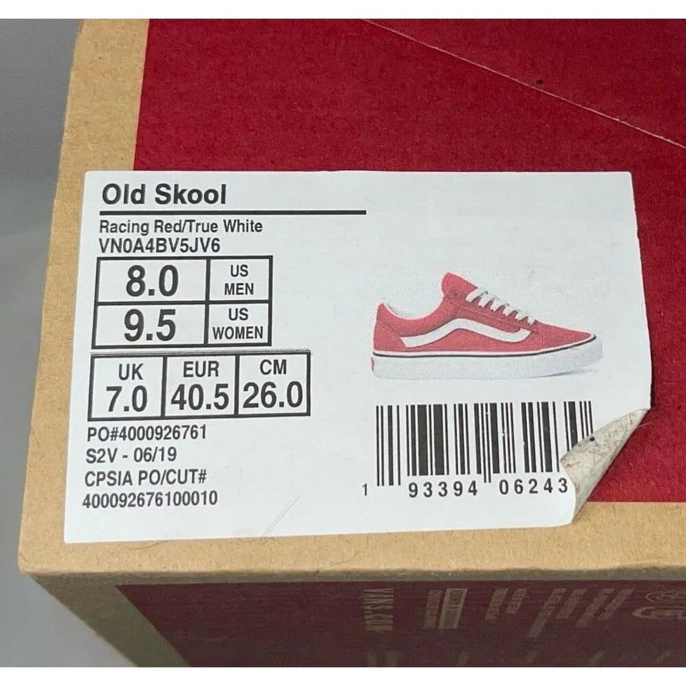 Vans Men's Old Skool Red Dahlia Low Top Skate Shoes Size 8